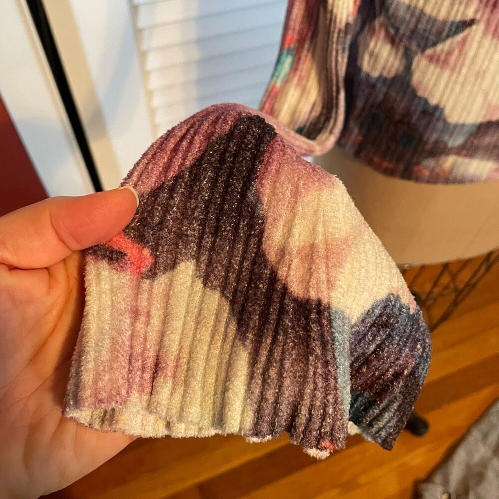 Anthropologie Floral Ribbed Mock Neck Sweater - Pink, Blue, White - Picture 9 of 11